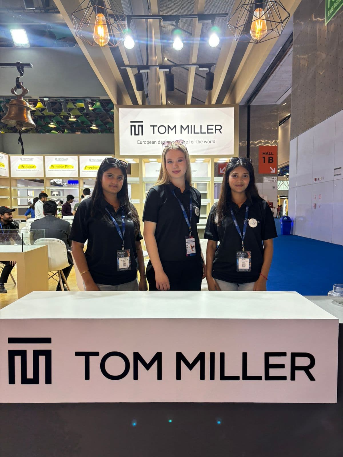 Professional event staff at exhibition booth